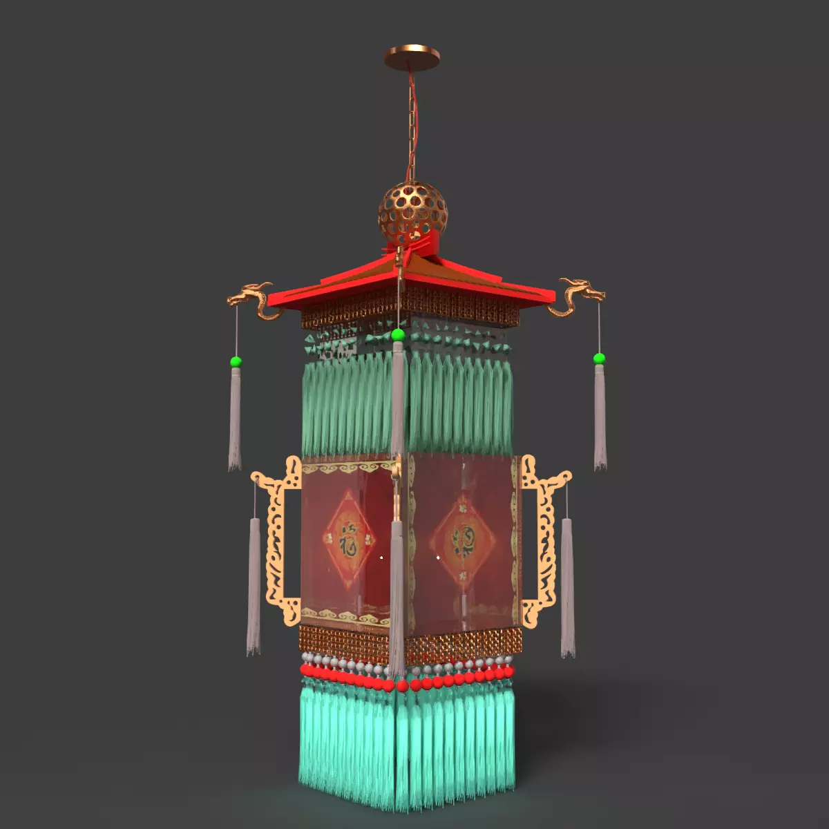Chinese palace lantern 3D model_12
