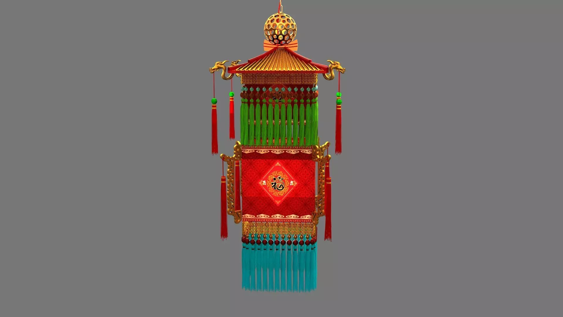 Chinese palace lantern 3D model_0