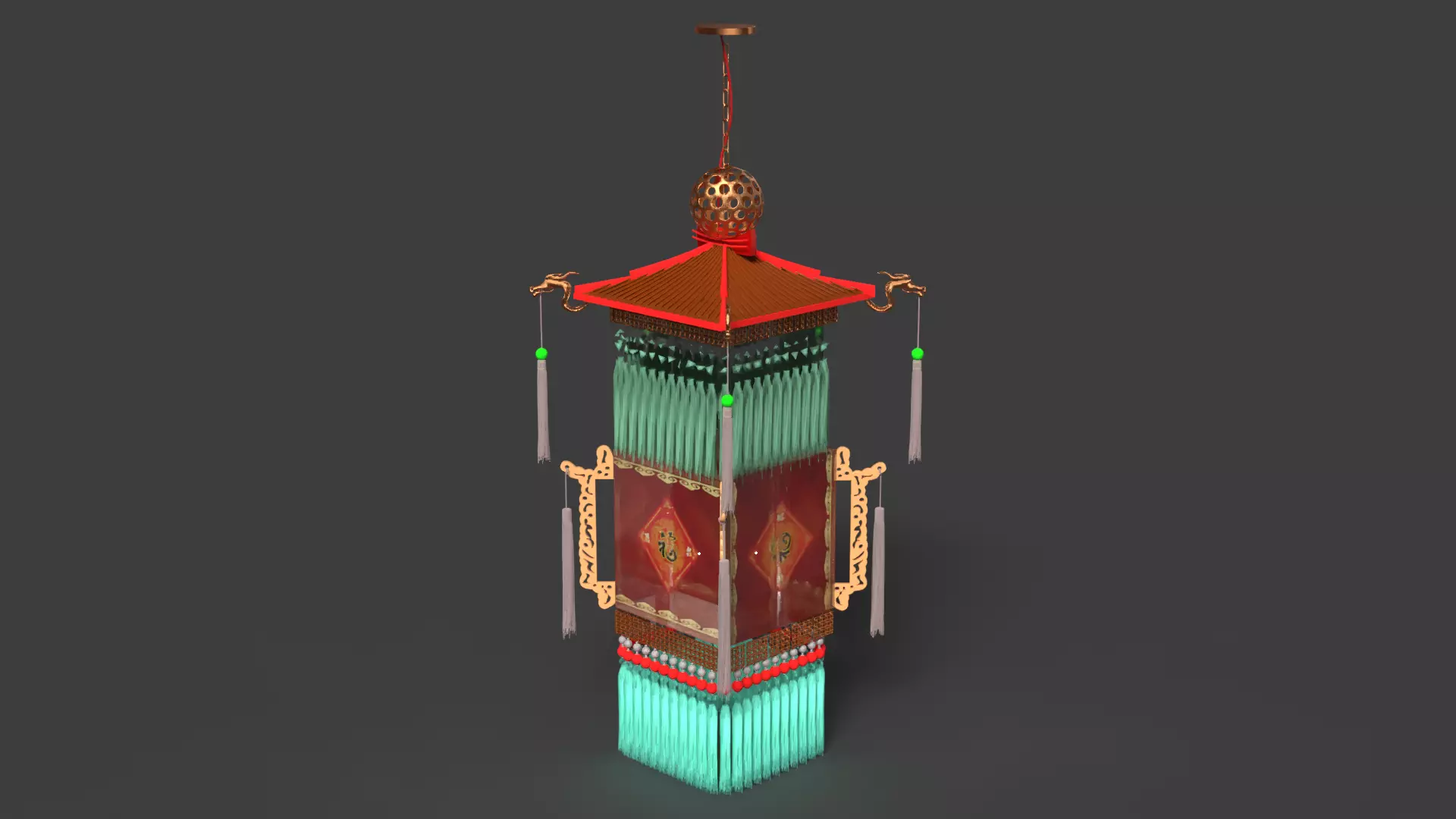 Chinese palace lantern 3D model_7