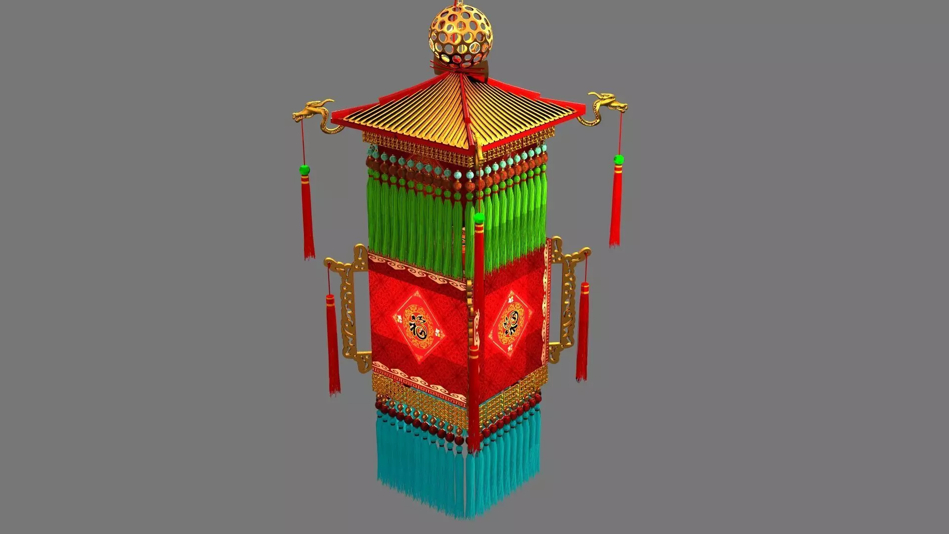 Chinese palace lantern 3D model_4