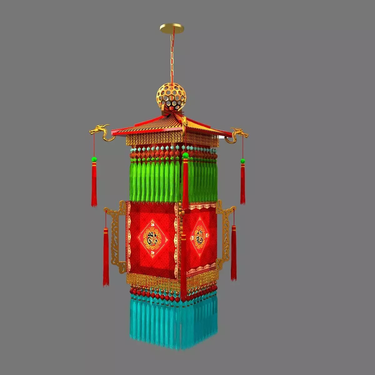 Chinese palace lantern 3D model_6