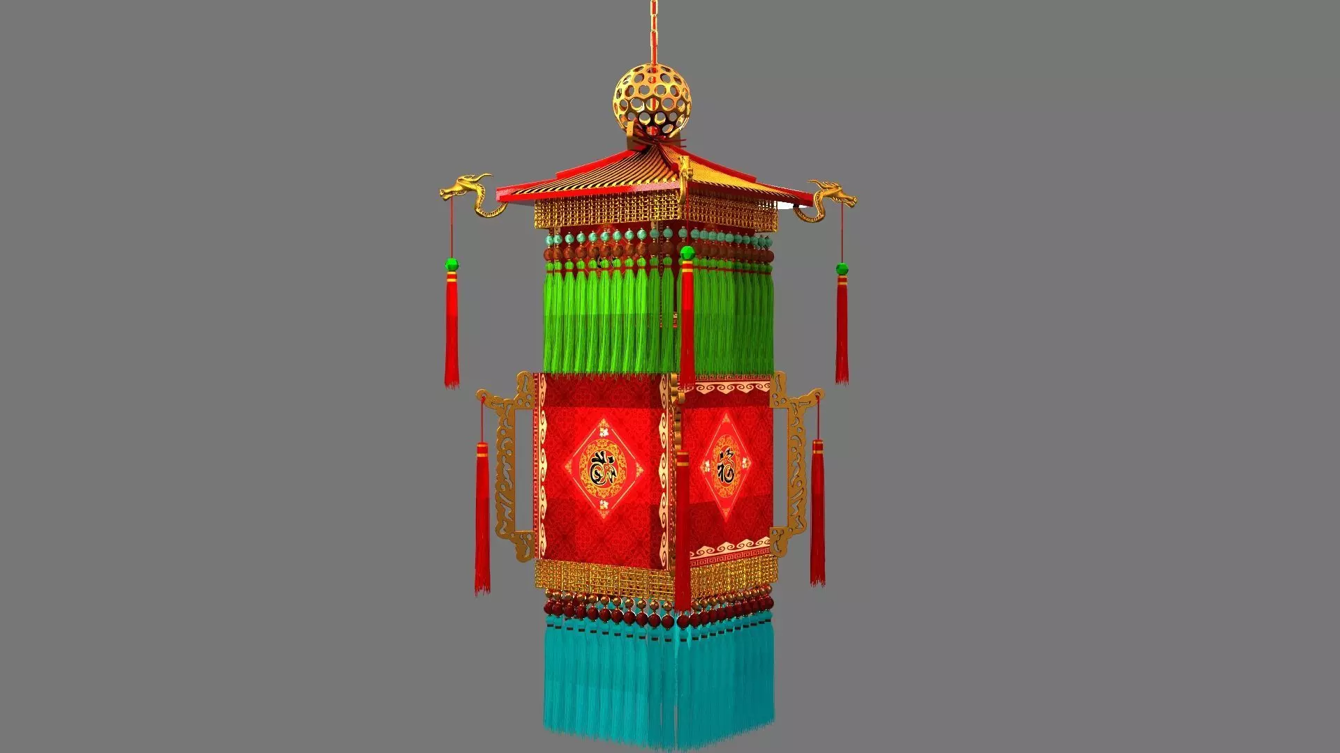 Chinese palace lantern 3D model_2