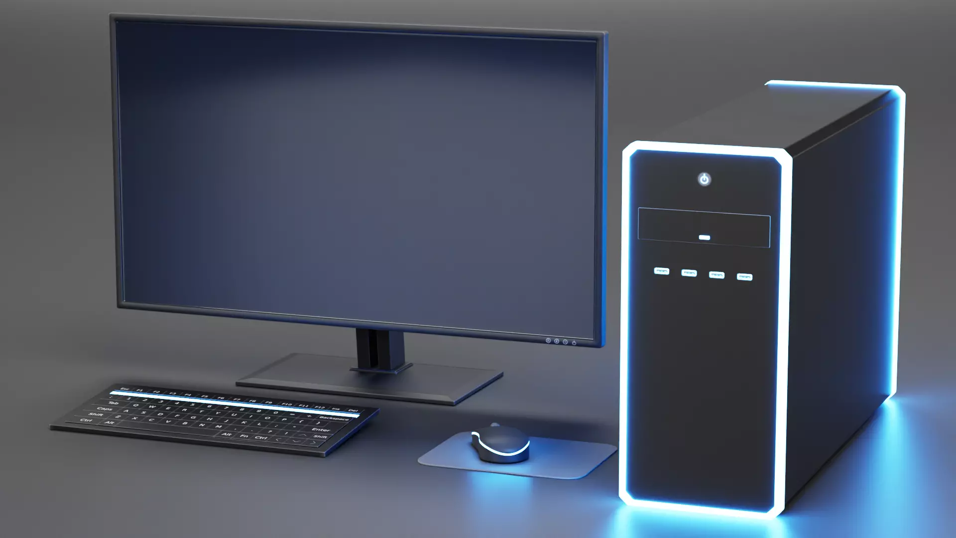 Computer Setup V2 - Realistic Generic Desktop Workstation Set Low-poly 3D model