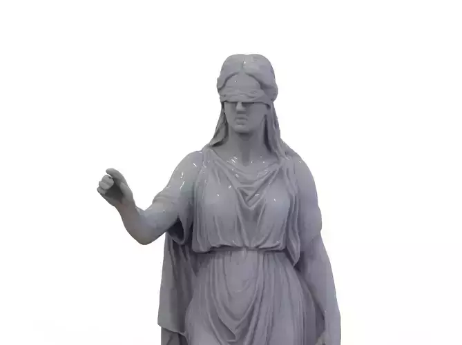 Blindfolded Goddess of Justice Statue - Detailed 3D Model