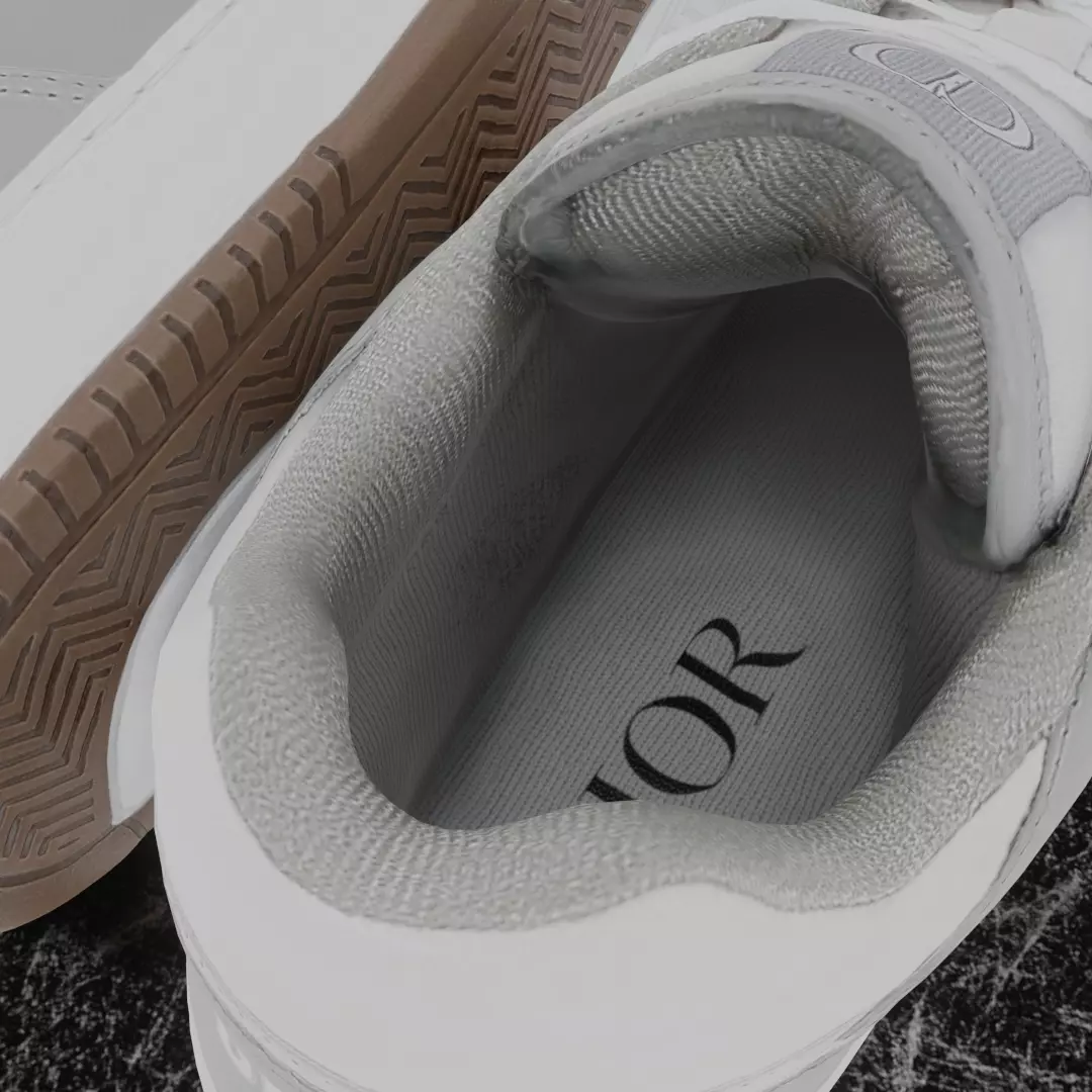 CHRISTIAN DIOR B28 UPTOWN LOW 3D SHOES GREY WHITE Low-poly 3D model_9