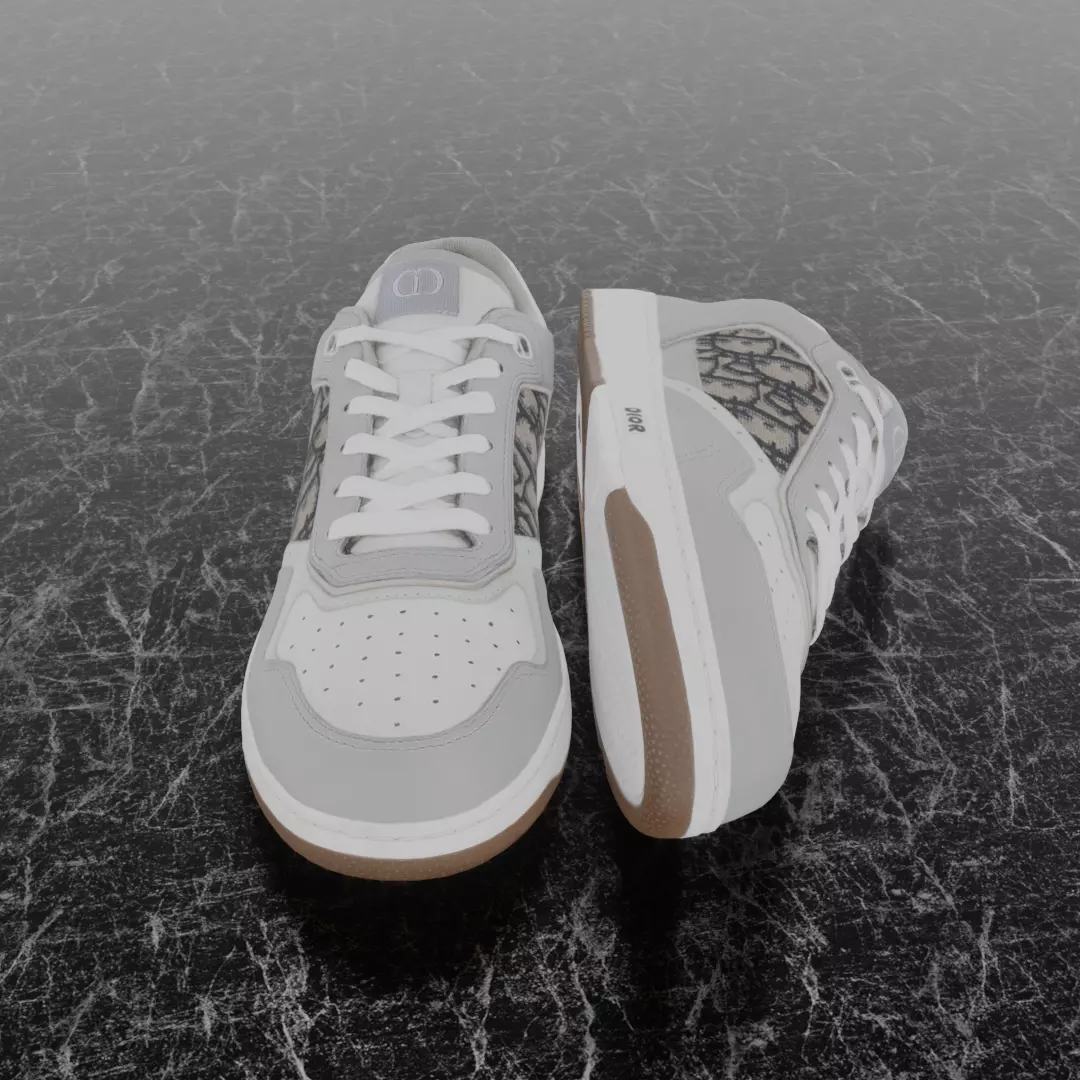 CHRISTIAN DIOR B28 UPTOWN LOW 3D SHOES GREY WHITE Low-poly 3D model_3
