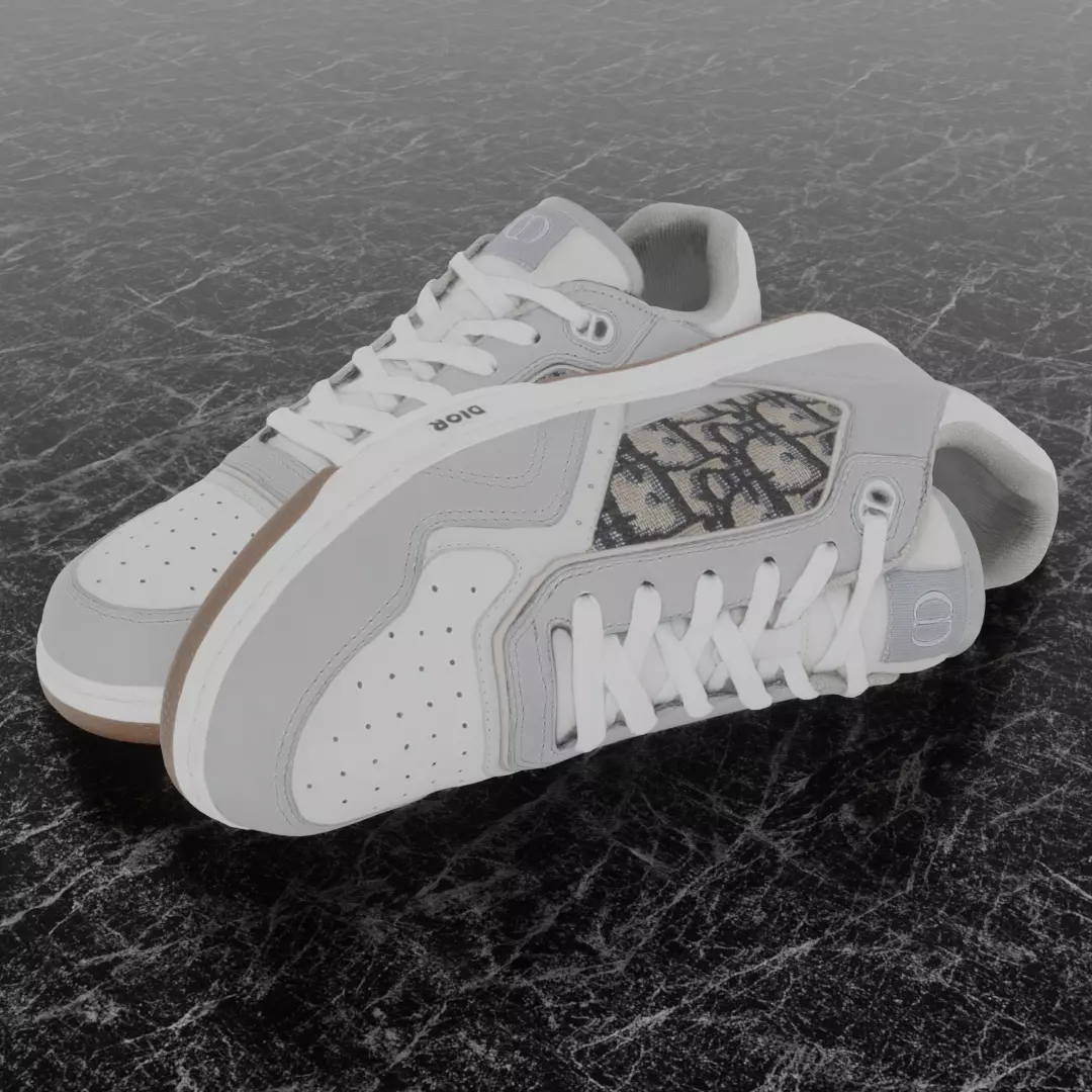 CHRISTIAN DIOR B28 UPTOWN LOW 3D SHOES GREY WHITE Low-poly 3D model_1