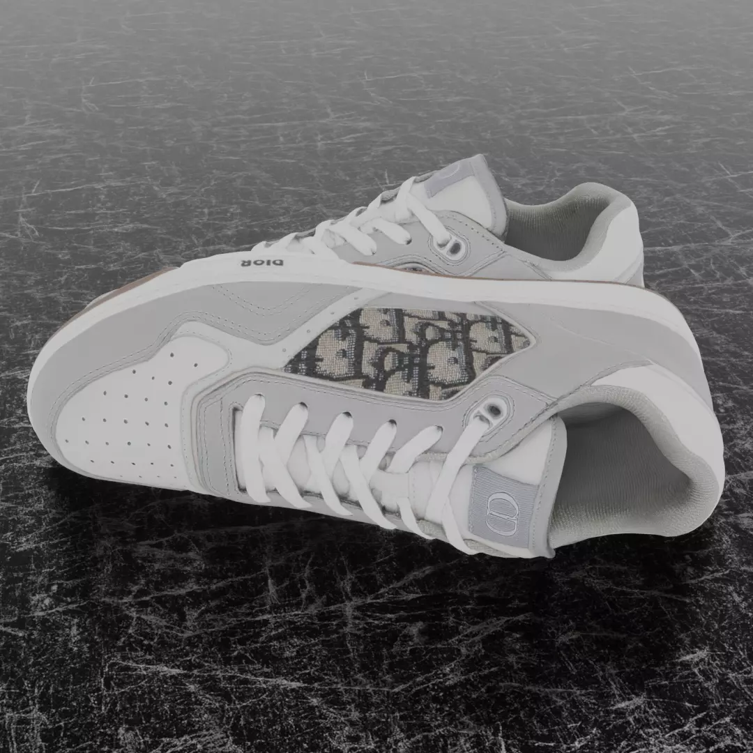 CHRISTIAN DIOR B28 UPTOWN LOW 3D SHOES GREY WHITE Low-poly 3D model_7