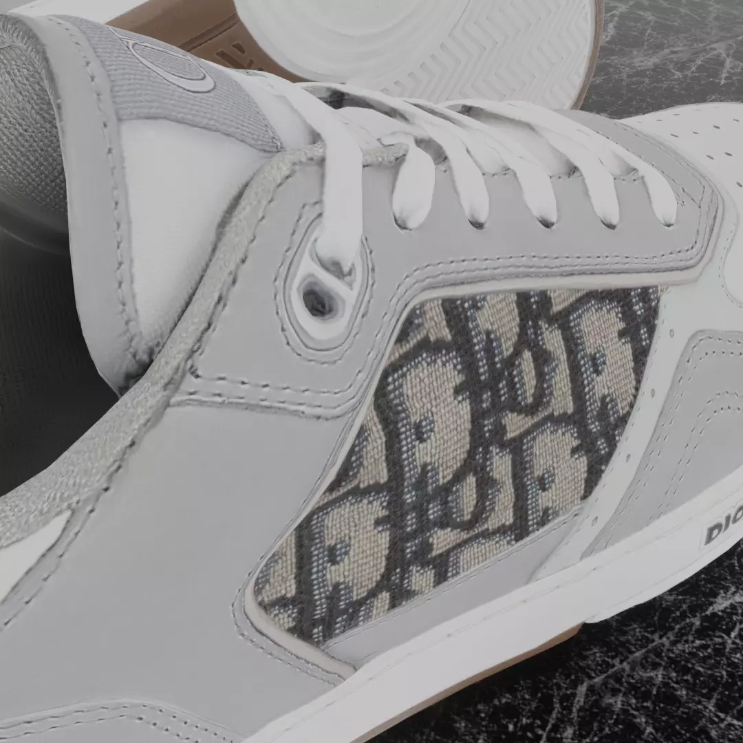 CHRISTIAN DIOR B28 UPTOWN LOW 3D SHOES GREY WHITE Low-poly 3D model_11