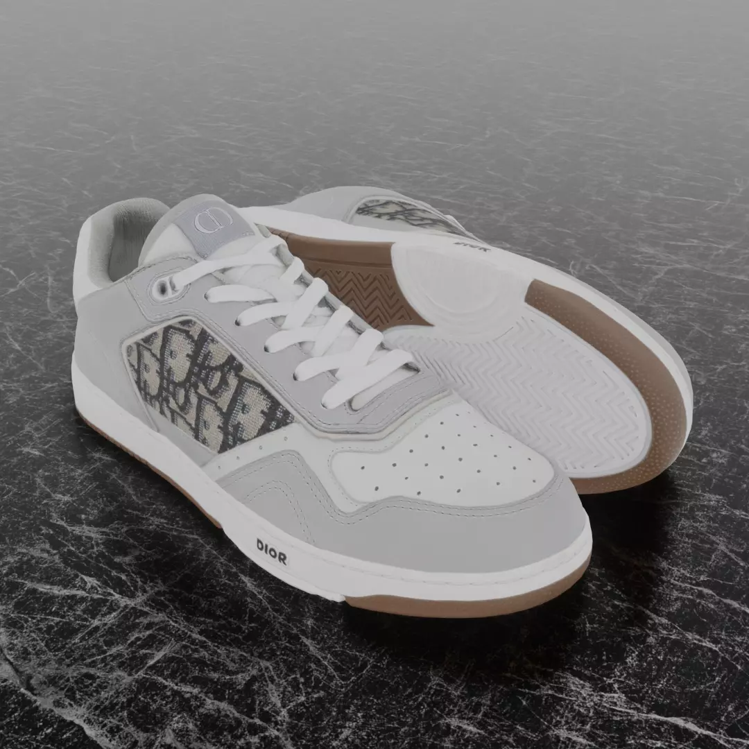 CHRISTIAN DIOR B28 UPTOWN LOW 3D SHOES GREY WHITE Low-poly 3D model_0