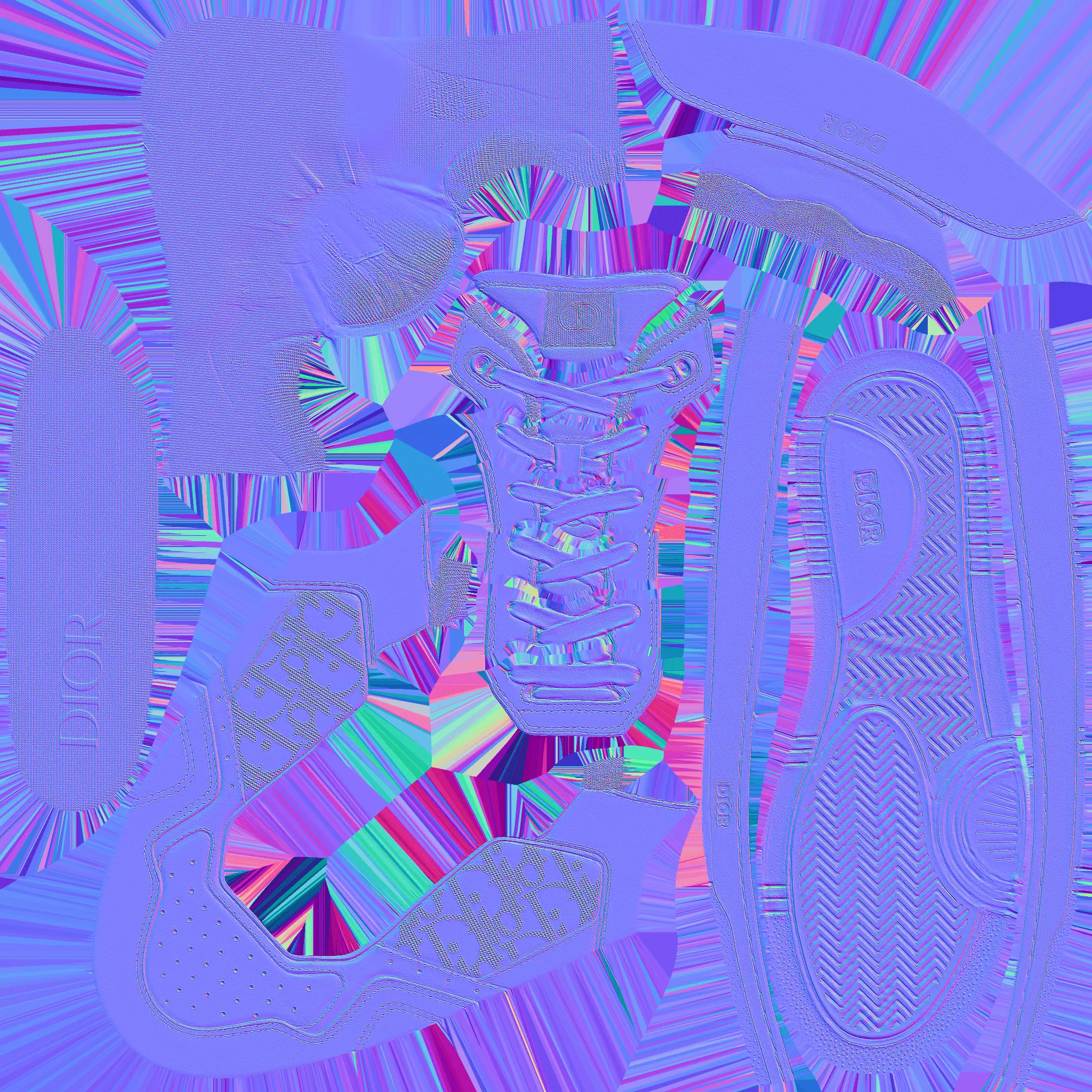 CHRISTIAN DIOR B28 UPTOWN LOW 3D SHOES GREY WHITE Low-poly 3D model_20