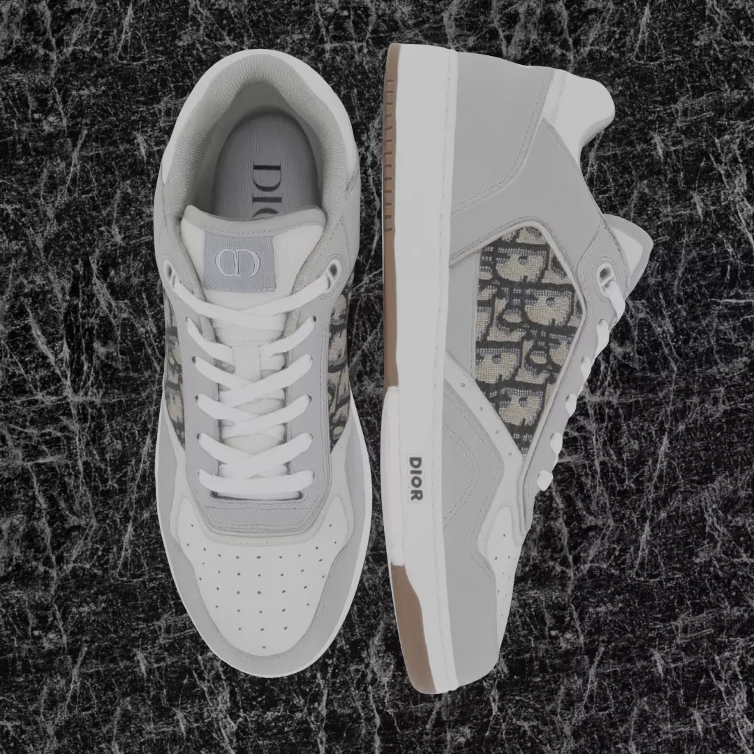 CHRISTIAN DIOR B28 UPTOWN LOW 3D SHOES GREY WHITE Low-poly 3D model_2