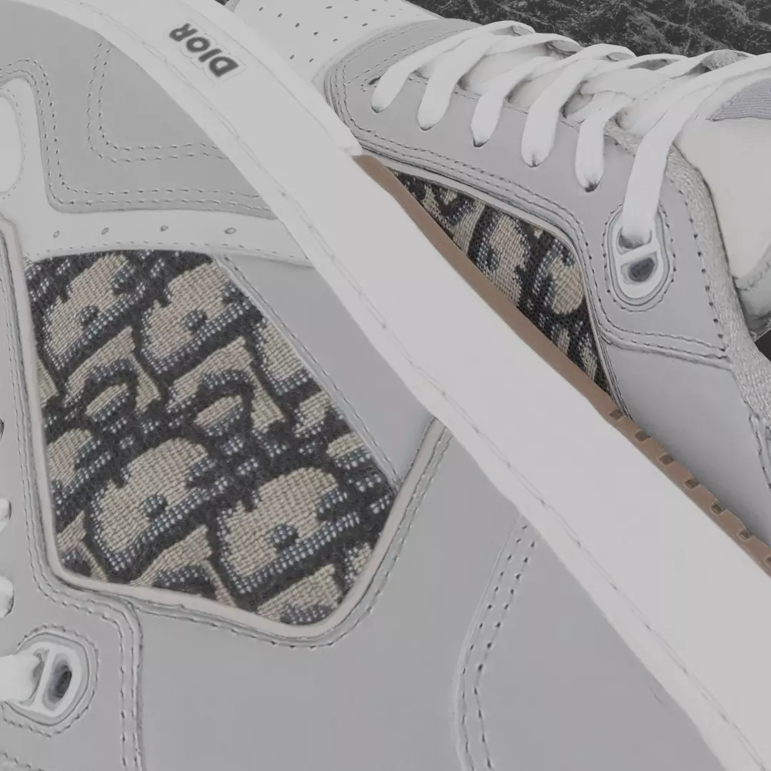 CHRISTIAN DIOR B28 UPTOWN LOW 3D SHOES GREY WHITE Low-poly 3D model_8