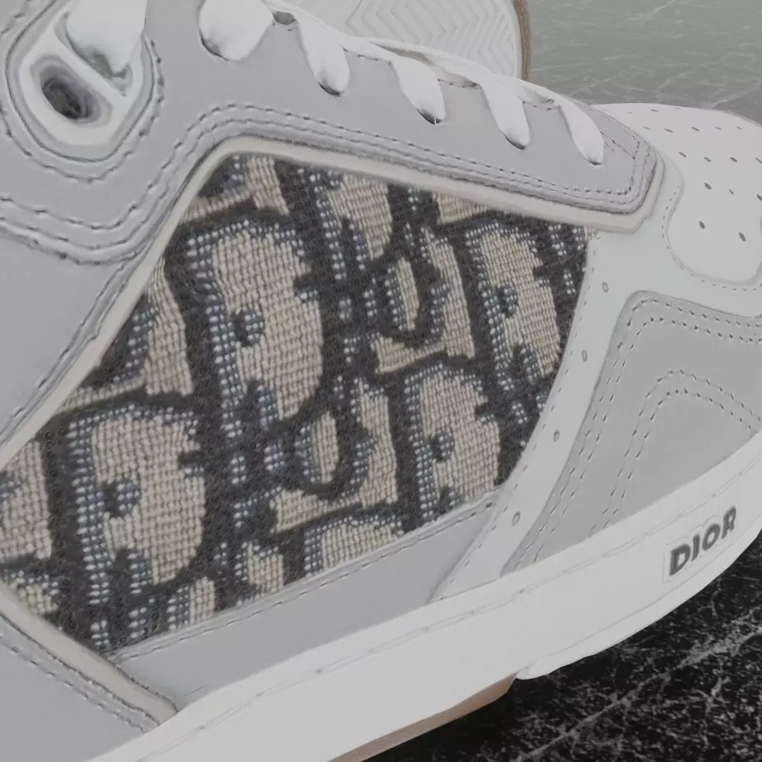 CHRISTIAN DIOR B28 UPTOWN LOW 3D SHOES GREY WHITE Low-poly 3D model_13