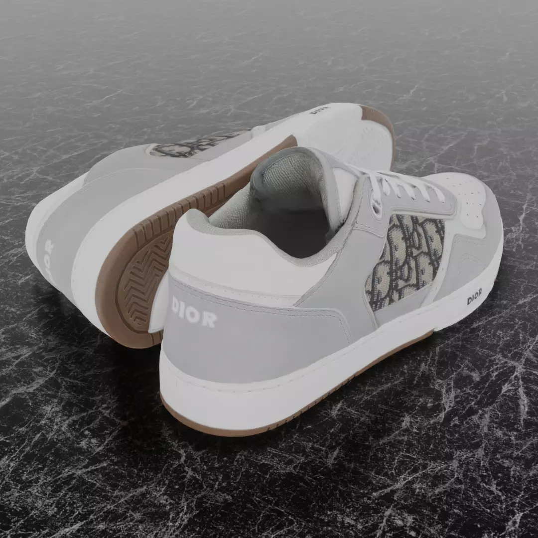 CHRISTIAN DIOR B28 UPTOWN LOW 3D SHOES GREY WHITE Low-poly 3D model_5