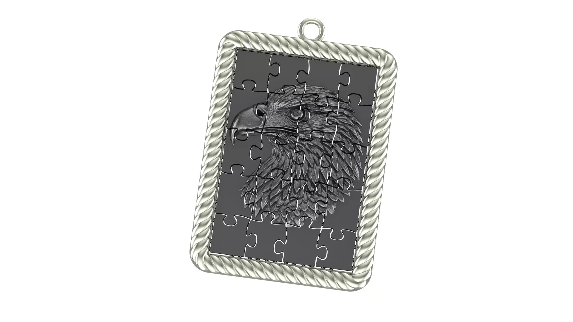 Puzzle Fusion Eagle Figured Pendant 3D print model_3