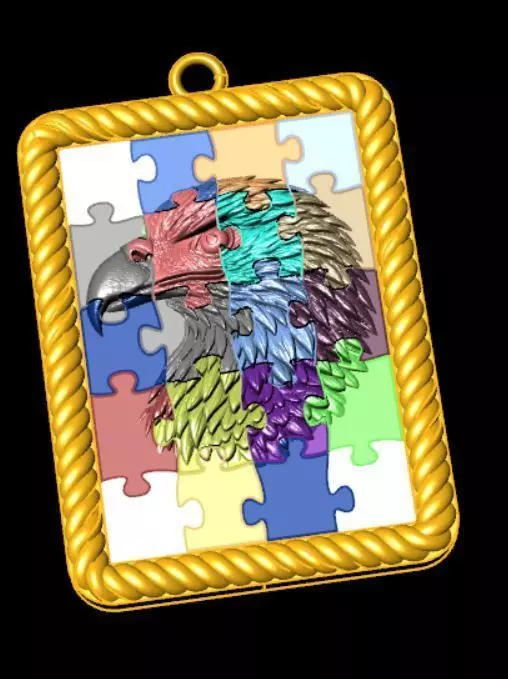 Puzzle Fusion Eagle Figured Pendant 3D print model_6
