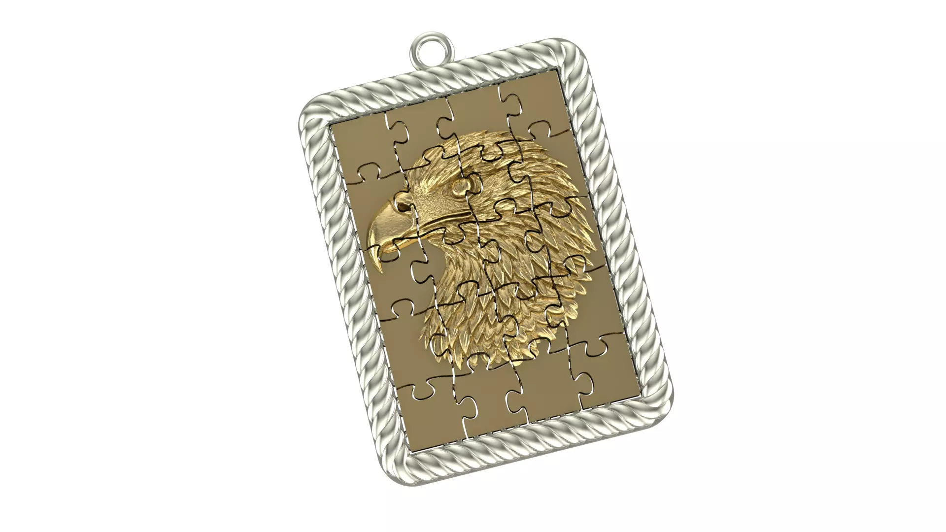Puzzle Fusion Eagle Figured Pendant 3D print model_1