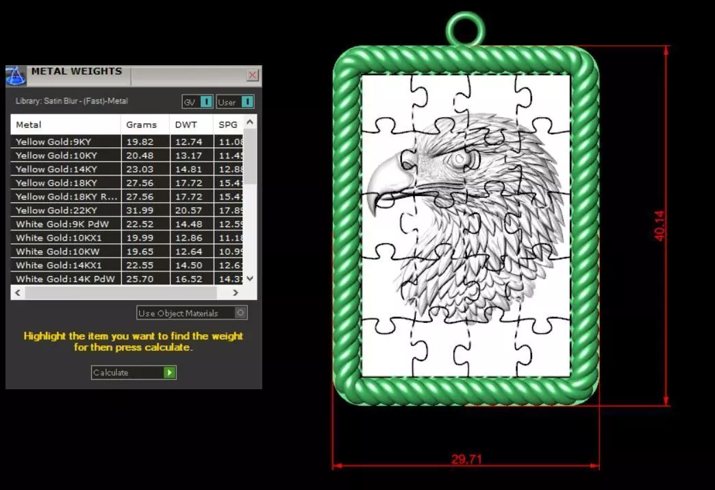 Puzzle Fusion Eagle Figured Pendant 3D print model_7