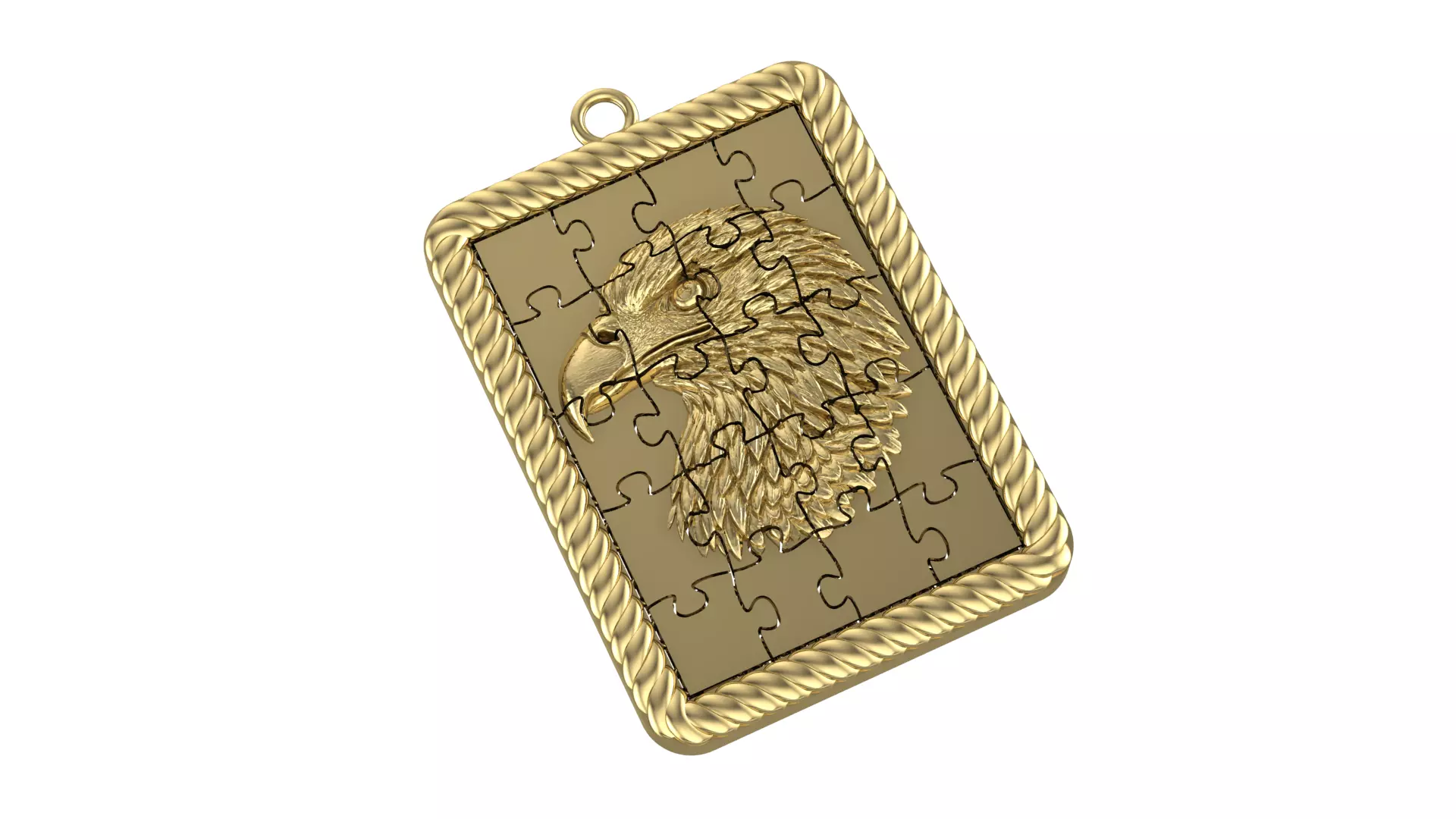 Puzzle Fusion Eagle Figured Pendant 3D print model_0