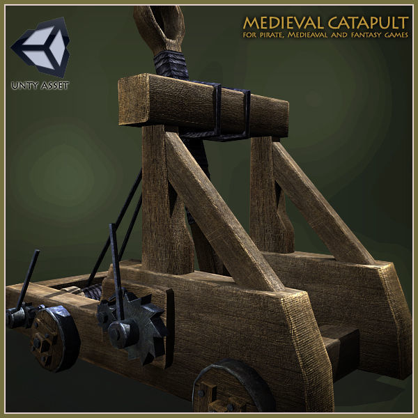 Animated Medieval Catapult Low-poly 3D model_5