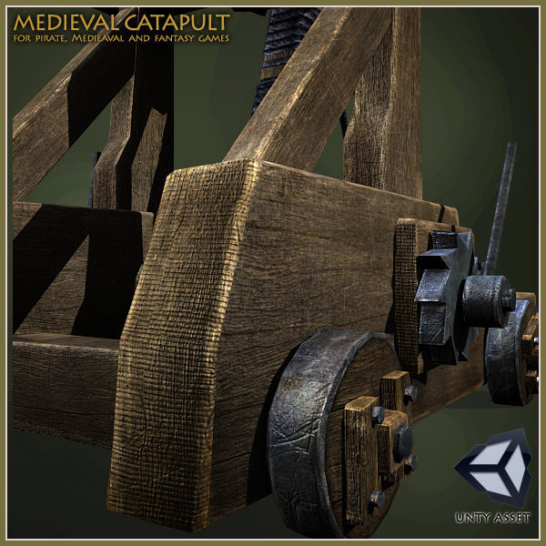 Animated Medieval Catapult Low-poly 3D model_2