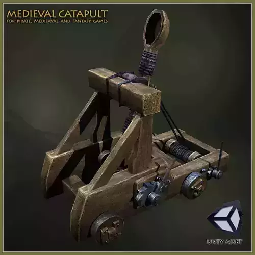 Animated Medieval Catapult Low-poly 3D model