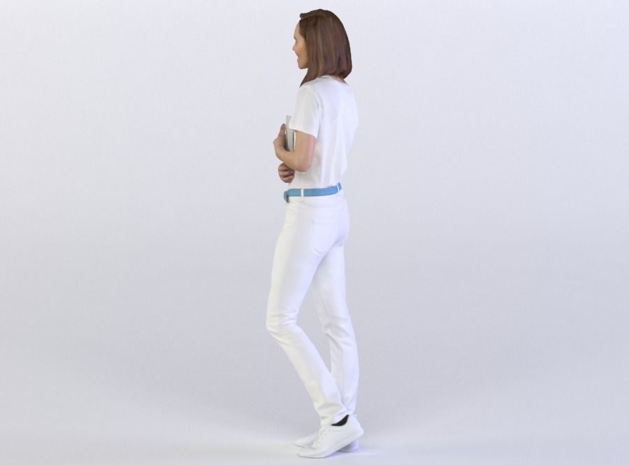 Elizabeth 0463 Woman holding a tablet 3D model_2