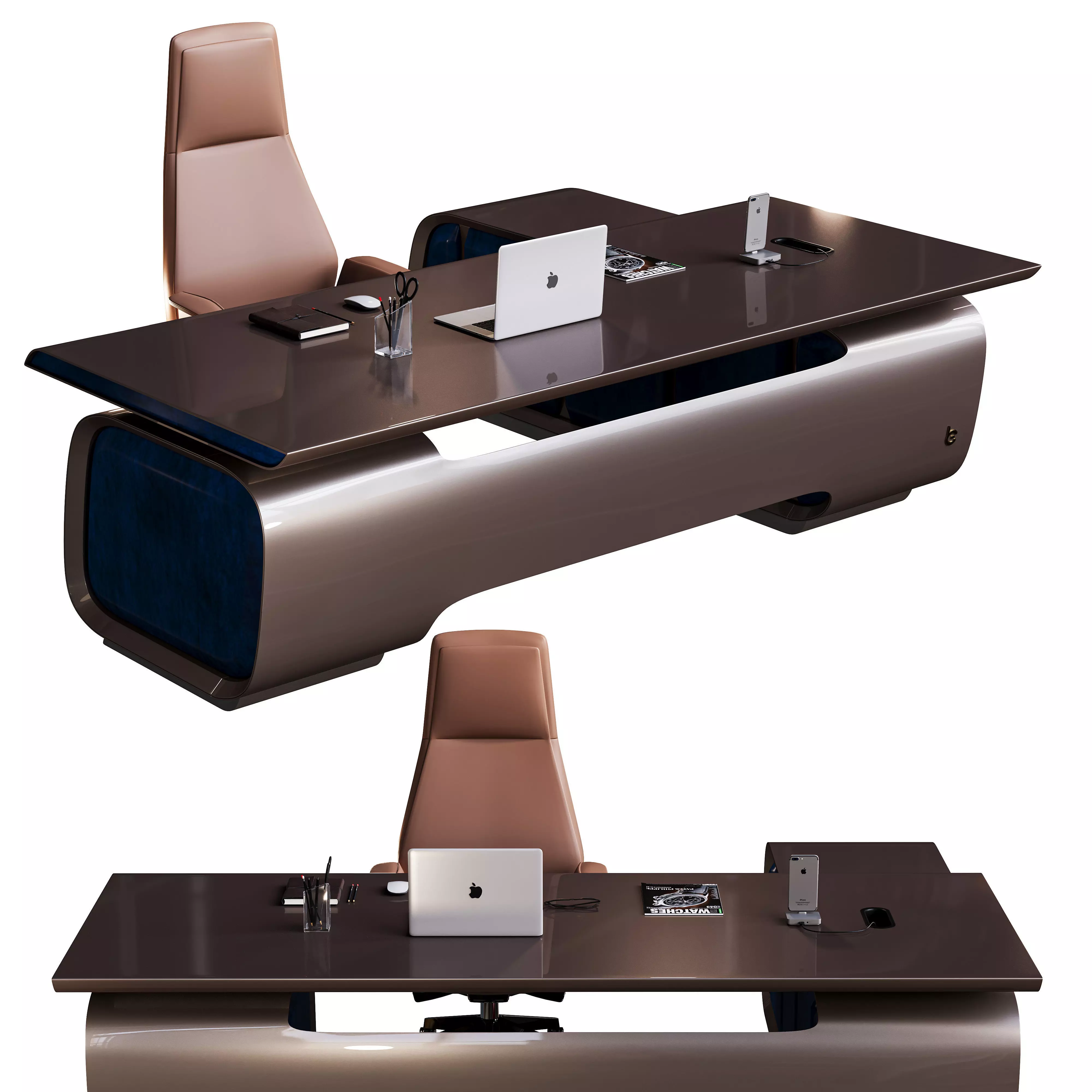 Modern Executive Chairmans Desk by BOBIAO Low-poly 3D model