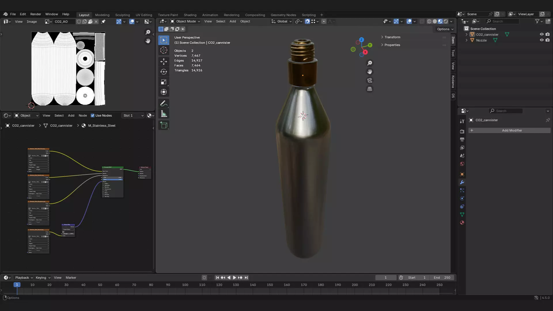 CO2 gas cartridge cylinder or bottle 3d model 3D model_2