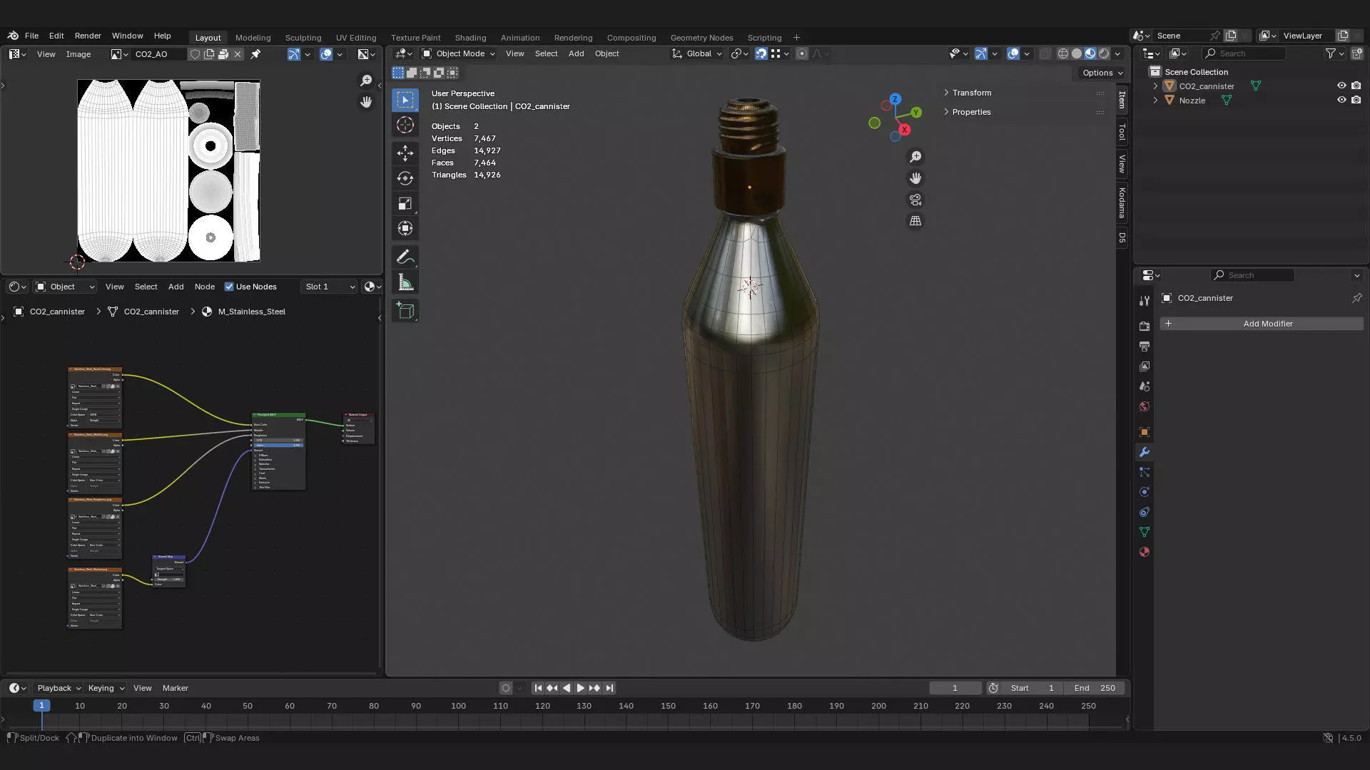 CO2 gas cartridge cylinder or bottle 3d model 3D model_3