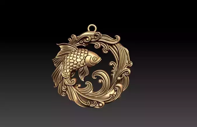 Golden Fish Pendant M69