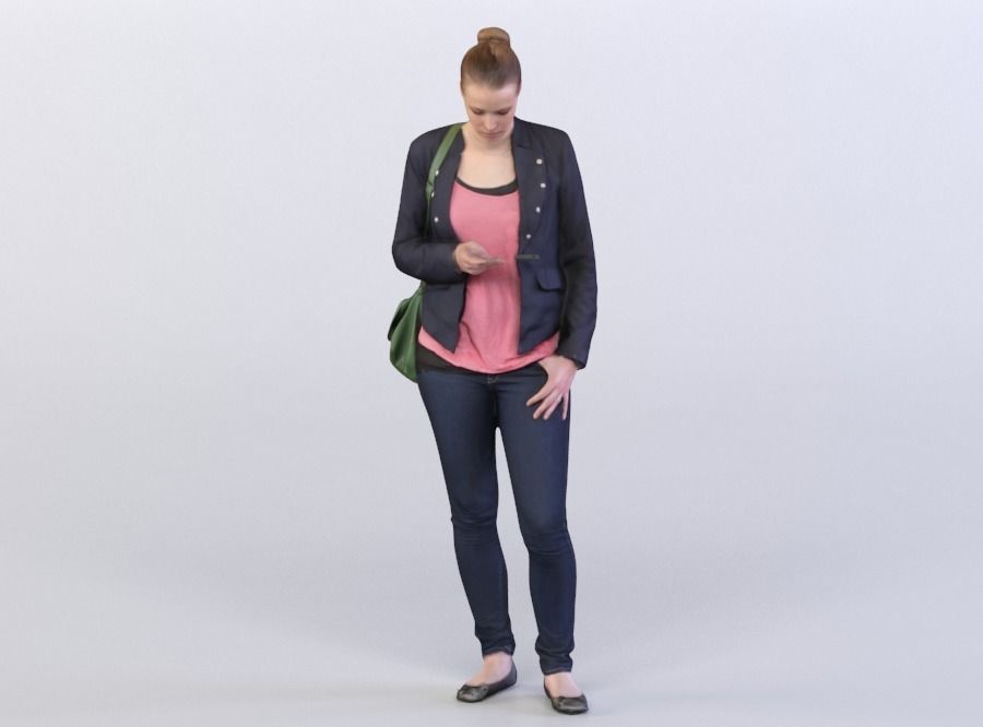 Dana 0019 Woman looking at her phone 3D model