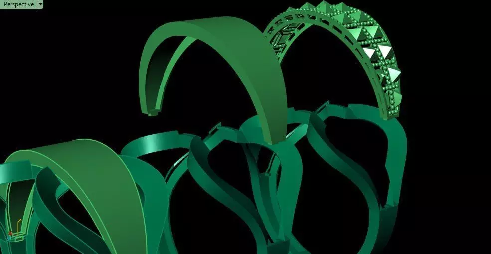  2 pieces fusion cut ring with polysurfaces 3D print model_2