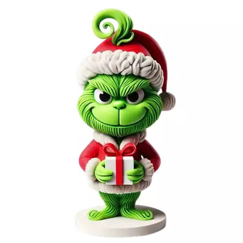 Christmas Grinch with Gift Sculpture 3D print model_0