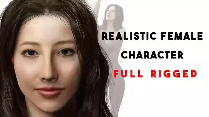 3D Realistic Female Character model Naked Emiri 