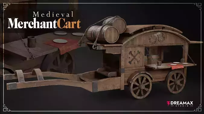 Medieval Merchant Cart - Detailed Wagon