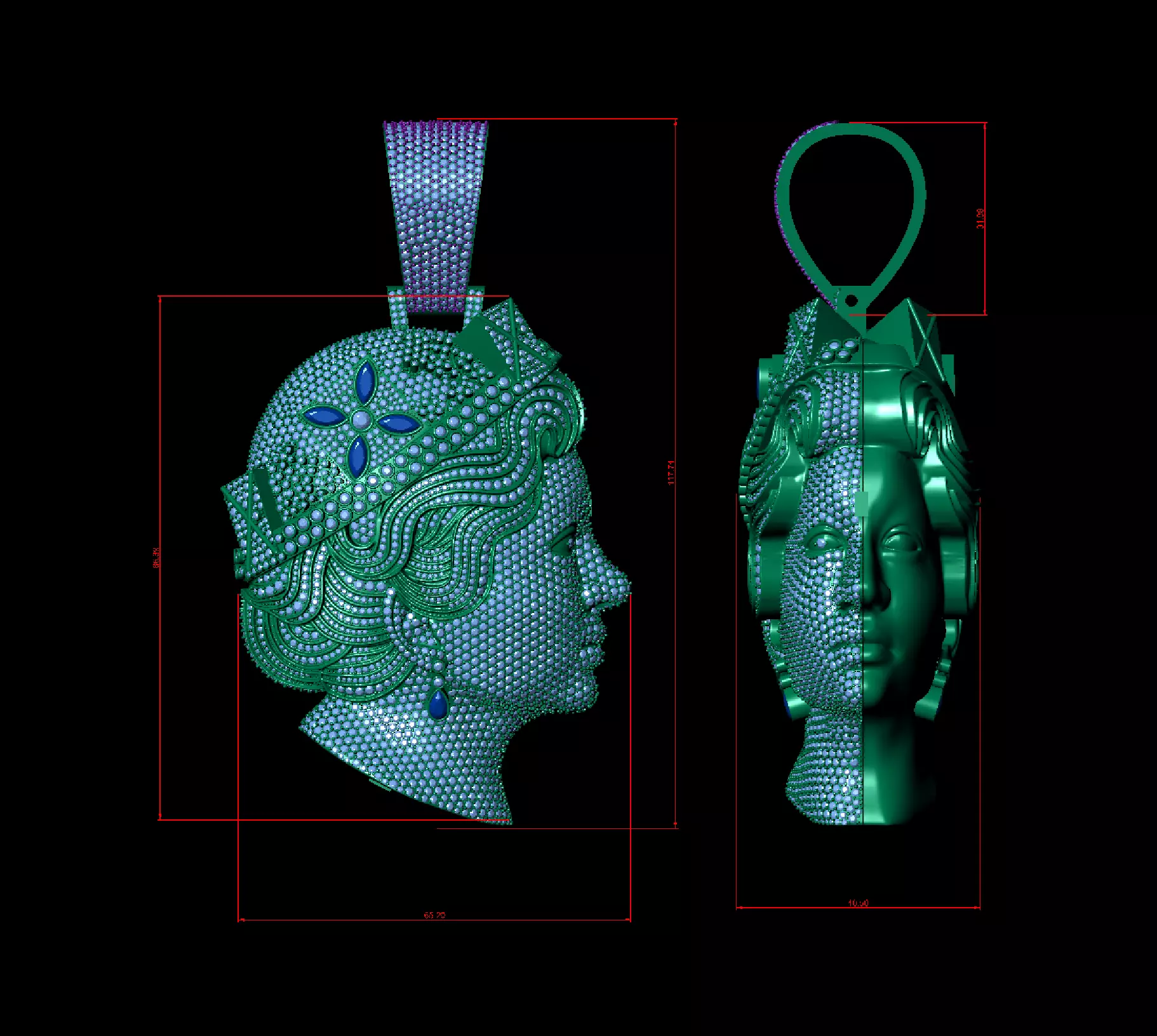 Queen Elizabeth Pendant  3D print model 3D print model_7