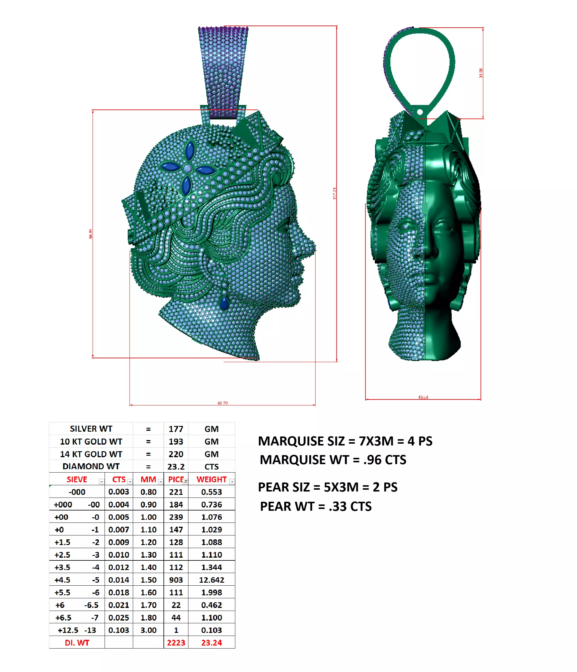 Queen Elizabeth Pendant  3D print model 3D print model_8