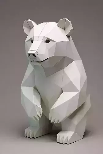 Low-Poly Bear Sculpture