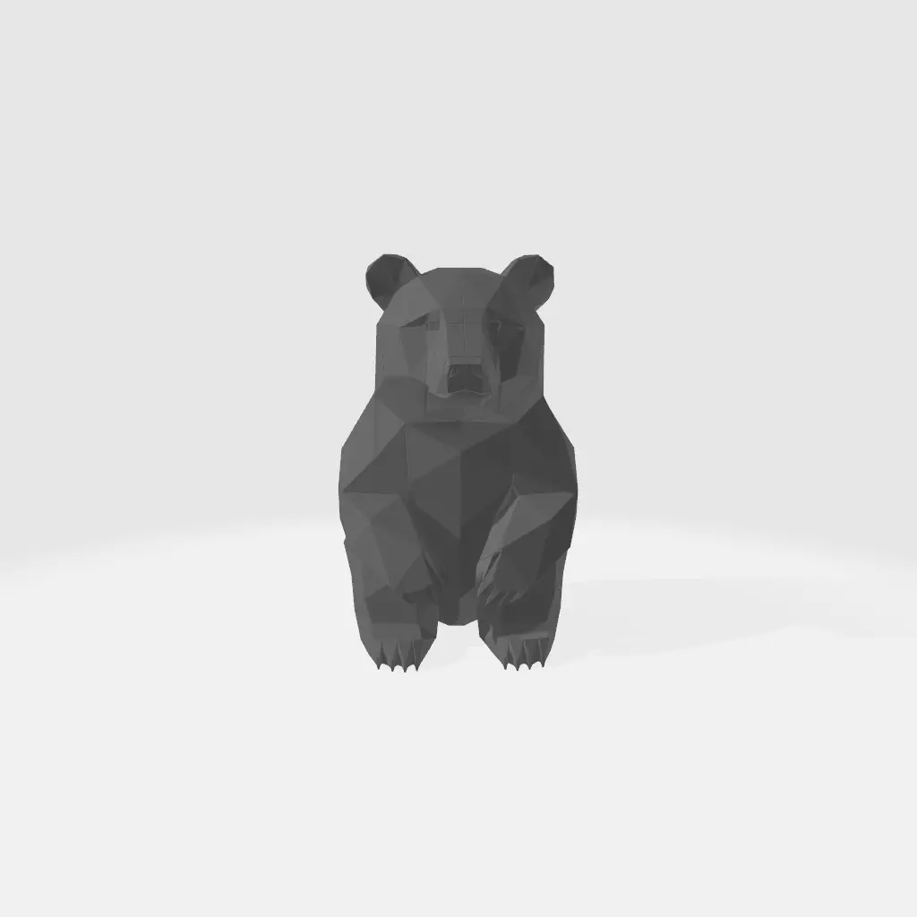 Low-Poly Bear Sculpture 3D print model_1