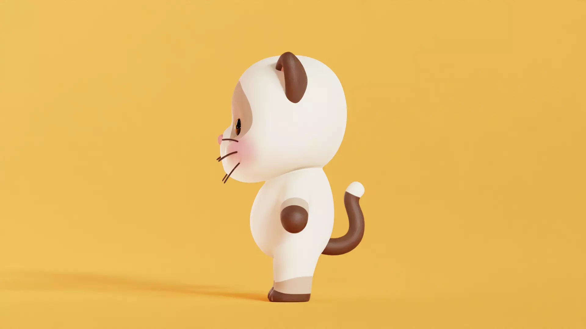 Cat Character Cartoon Siamese Chibi Kawaii  Low-poly 3D model_2