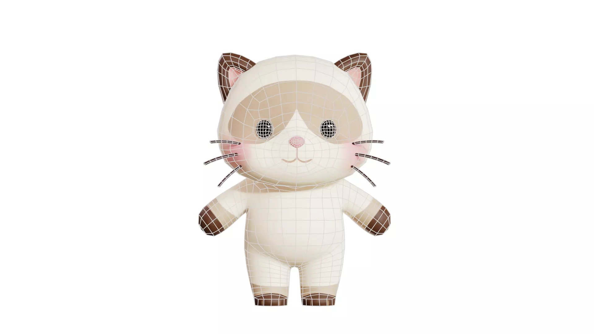 Cat Character Cartoon Siamese Chibi Kawaii  Low-poly 3D model_8
