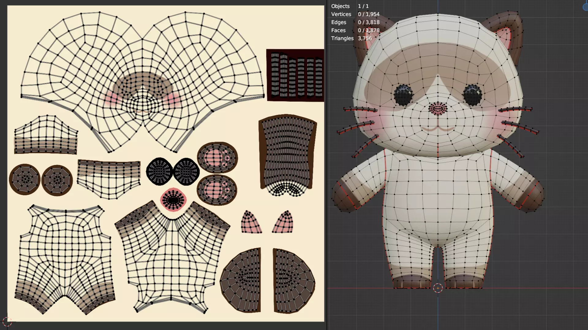 Cat Character Cartoon Siamese Chibi Kawaii  Low-poly 3D model_7