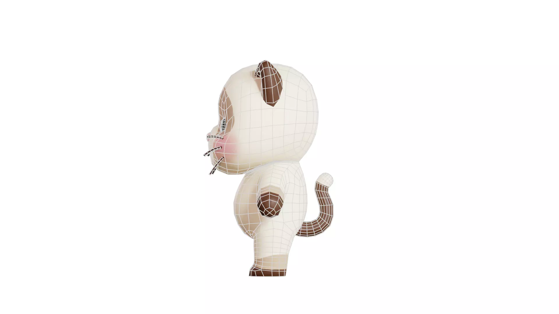 Cat Character Cartoon Siamese Chibi Kawaii  Low-poly 3D model_9
