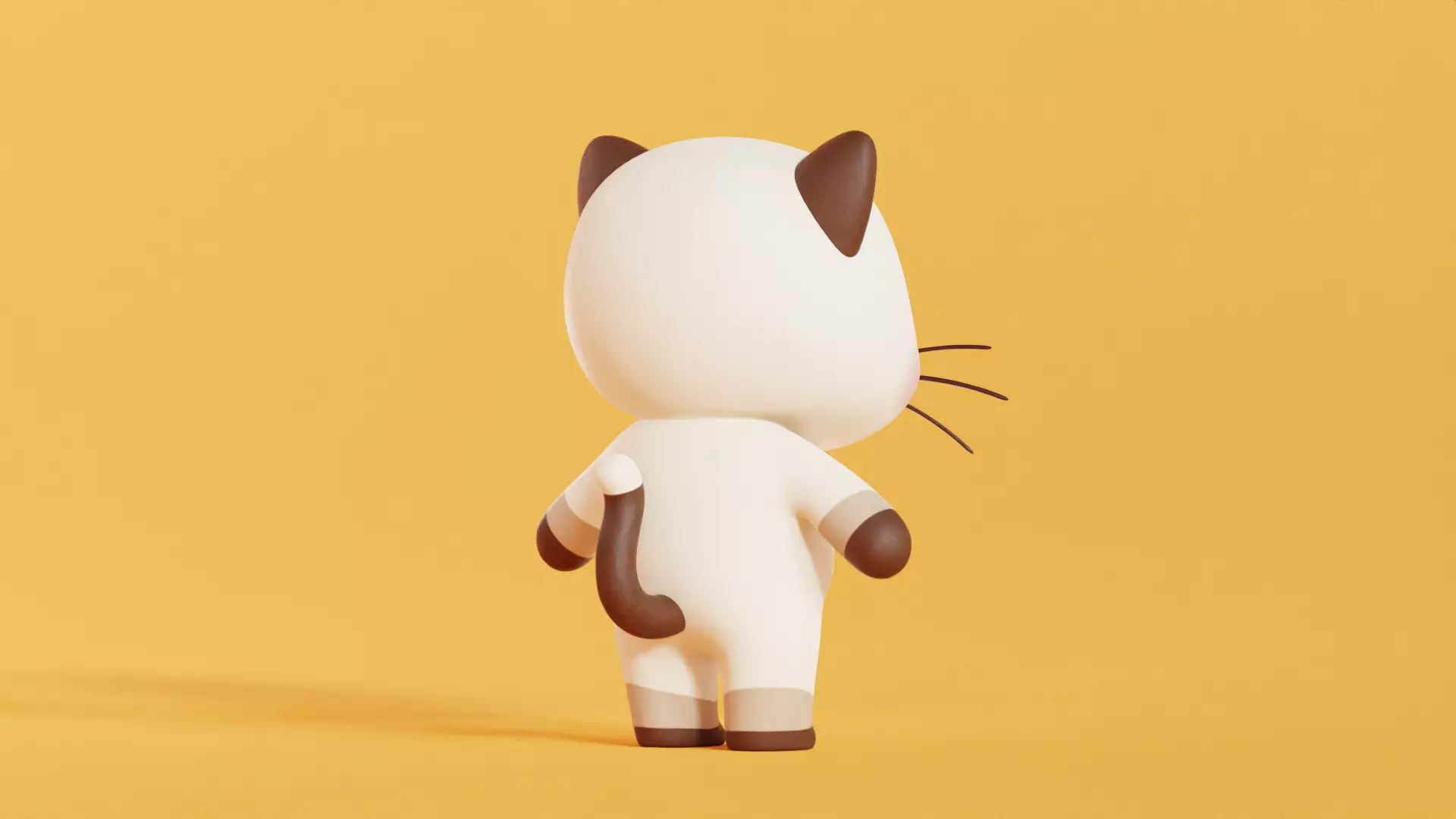 Cat Character Cartoon Siamese Chibi Kawaii  Low-poly 3D model_6