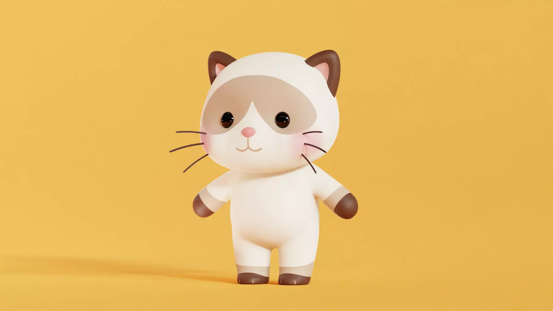 Cat Character Cartoon Siamese Chibi Kawaii  Low-poly 3D model_1