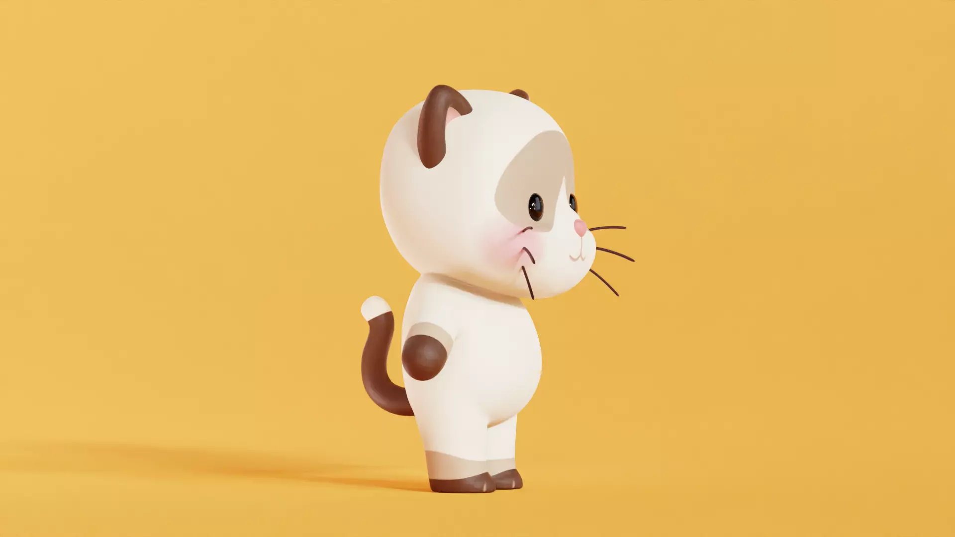 Cat Character Cartoon Siamese Chibi Kawaii  Low-poly 3D model_3