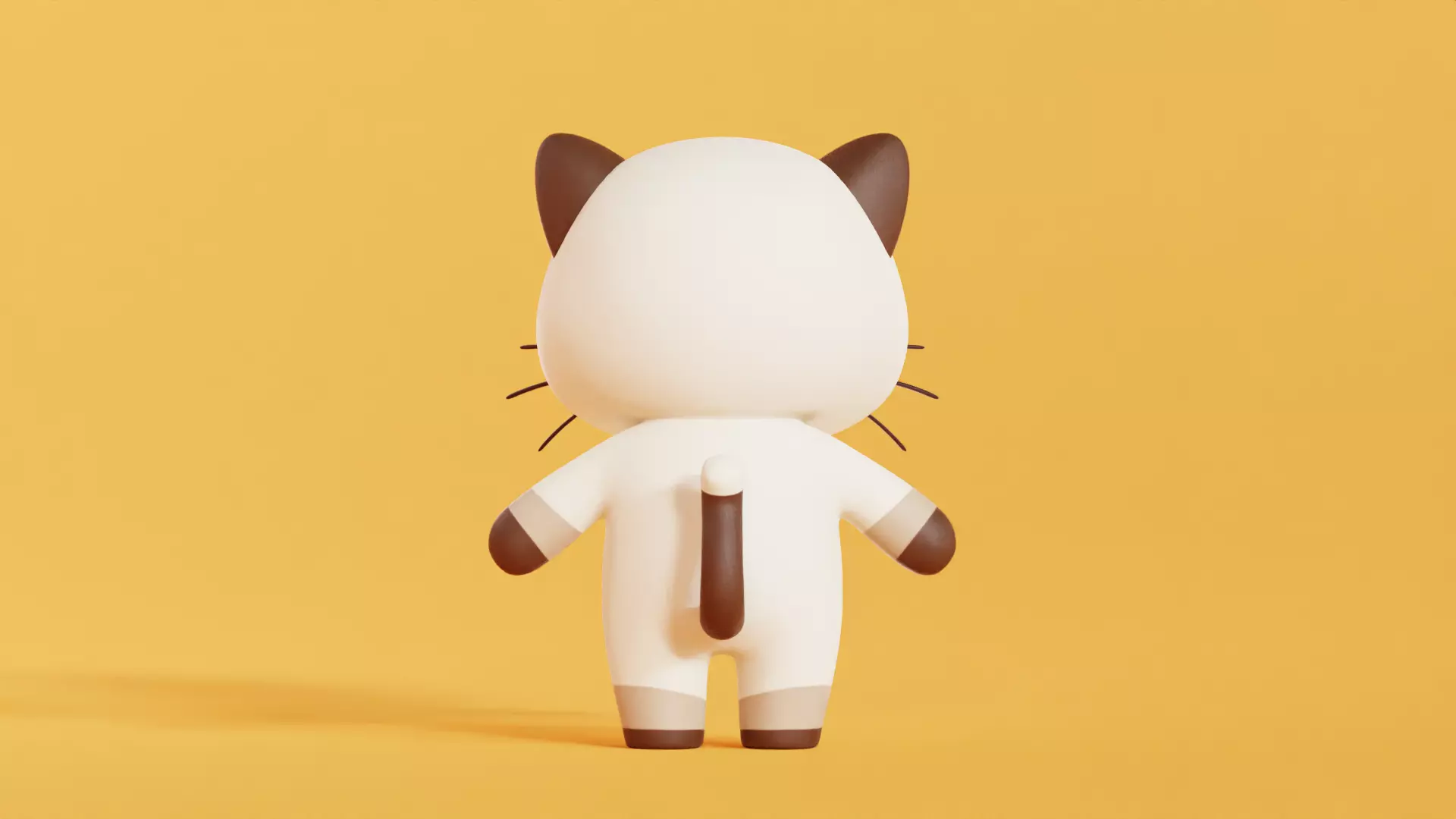 Cat Character Cartoon Siamese Chibi Kawaii  Low-poly 3D model_5