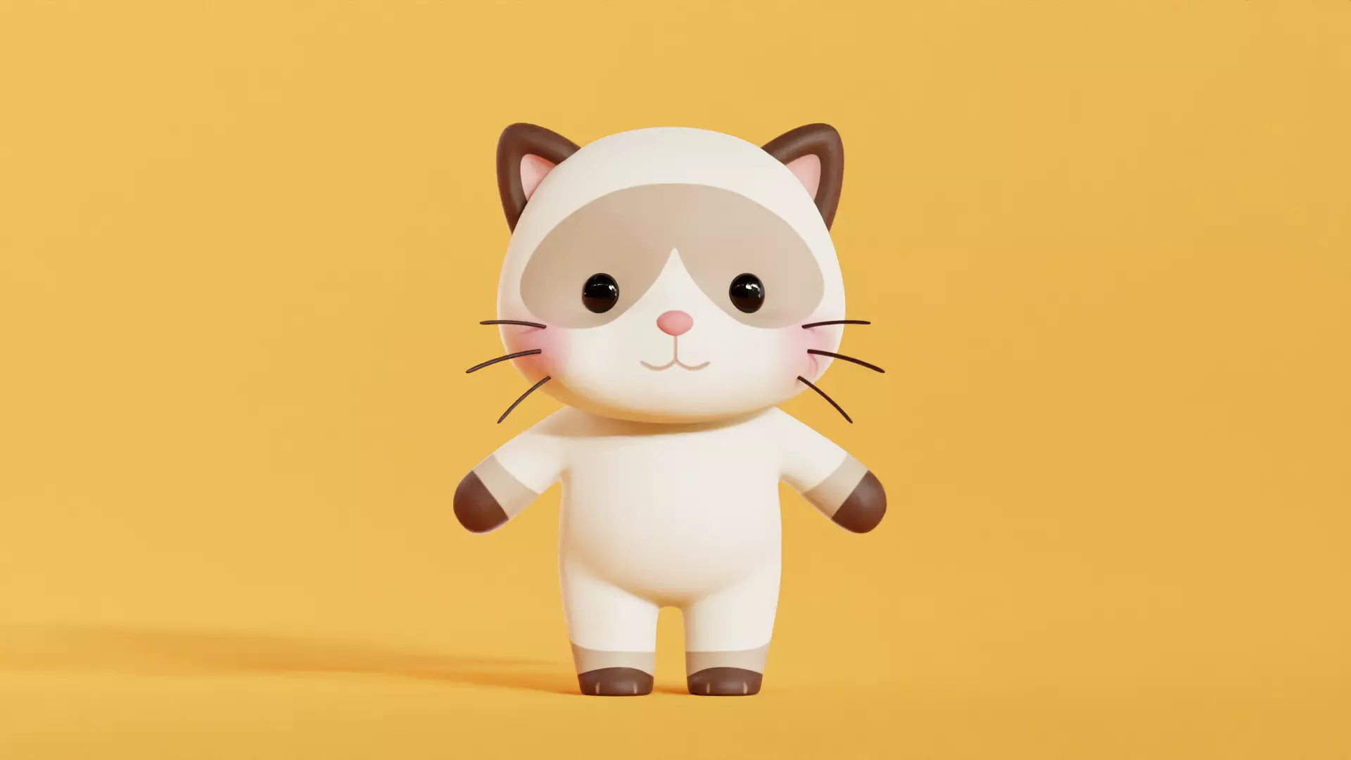 Cat Character Cartoon Siamese Chibi Kawaii  Low-poly 3D model_0